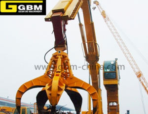 Excavator supporting hydraulic grab bucket